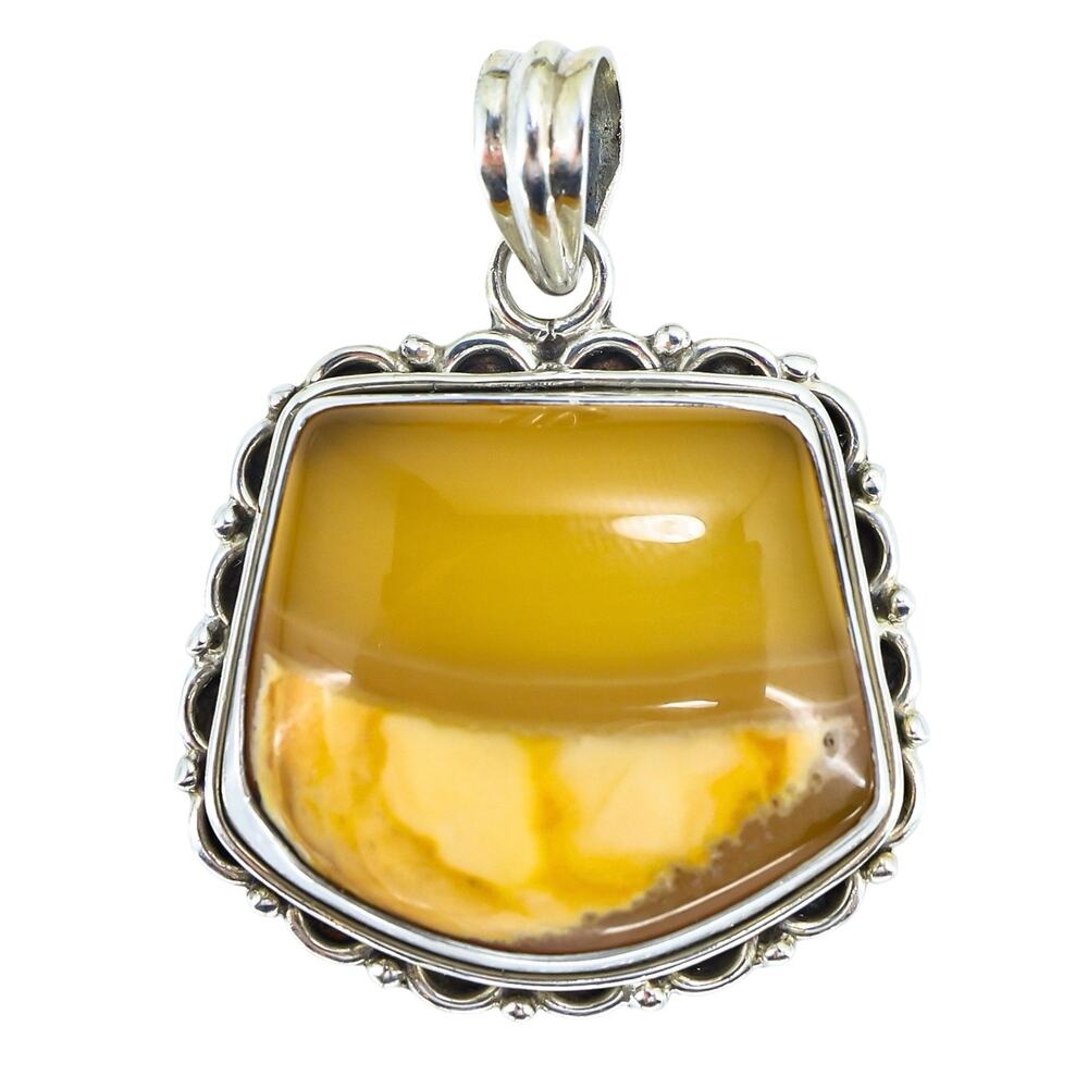 925 Sterling Butterscotch Agate Statement Pendant ~1.5” Fall Color